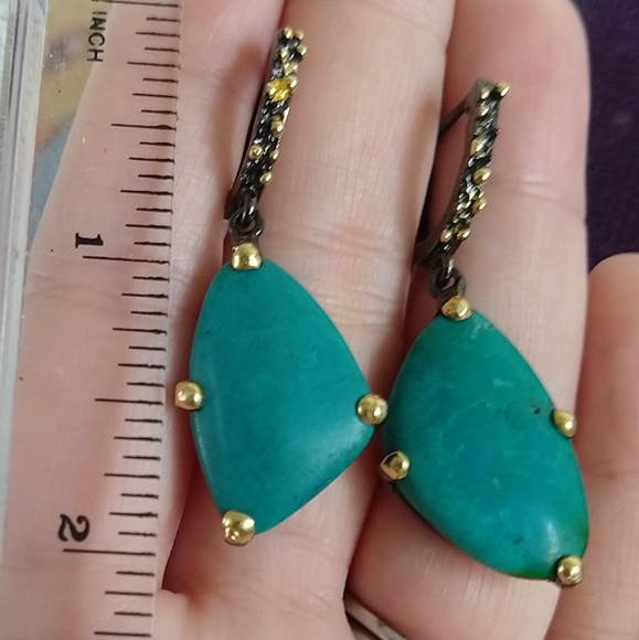 Turquoise sterling silver earrings - Picture 4 of 8